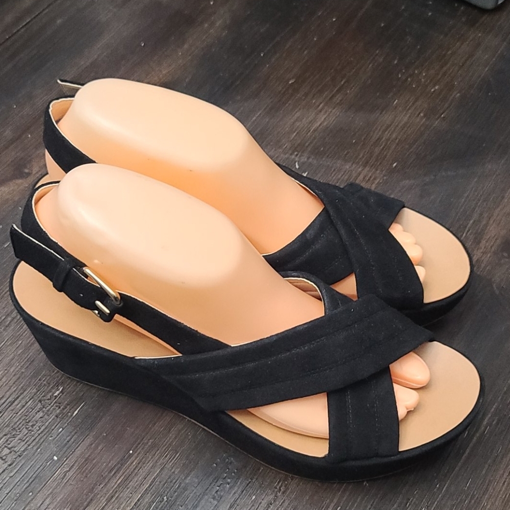 J. CREW Marcie suede sling back wedge sandals 9